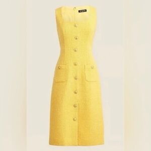 NWT J. Crew Sophia Tweed Yellow Sleeveless Dress, size 6